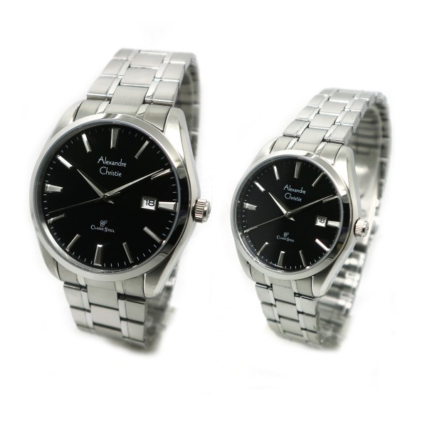 Alexandre Christie AC 8515 Silver Black Couple